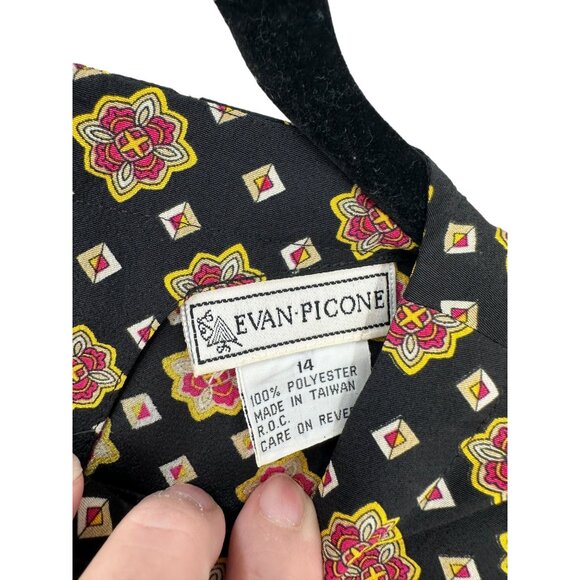 Evan-Picone‎ Shirt Top Blouse Womens Size 14 Patterned Keyhole Opening 90's - Picture 2 of 6
